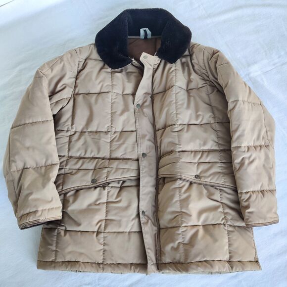 Vintage RefrigiWear 612 Freezer Coat Tan Fur Collar 3XL–4XL 60" Chest USA 70s/80 - Picture 1 of 15